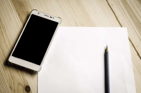 Office desk table with supplies.  view for copy spaceの写真素材