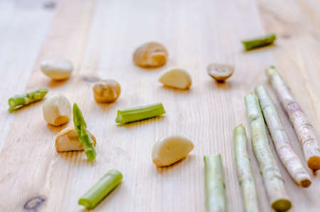 abstract design background vegetables on a wooden backgroundの写真素材