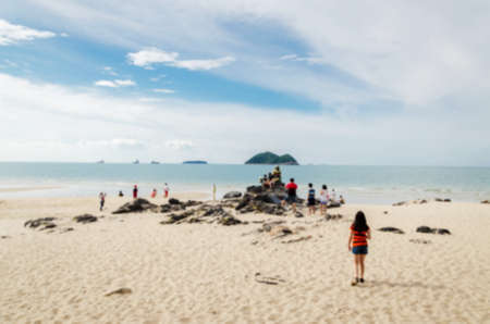 Abstract blur of people vacation on the songkhla beachの写真素材
