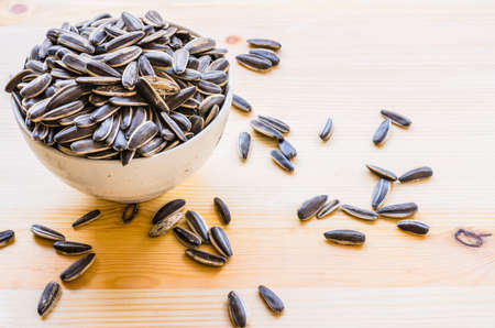 Sunflower seeds snack for breaking time: background and textureの写真素材