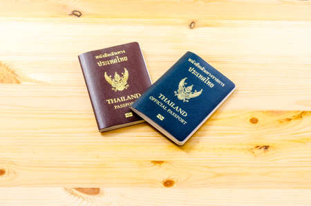 Passport from Thailand on the backgroundの写真素材