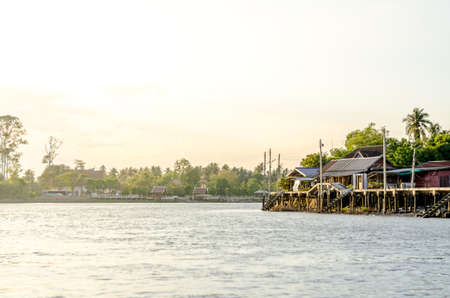 The river house in Thailand: in the morning viewの写真素材