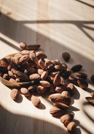 Dried almonds nut in lazy time: vintage toneの写真素材