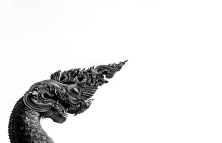 Black and white Naga statue on the white backgroundの写真素材
