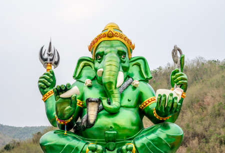 Green ganesh lord in Hindu temple