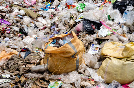 SAKAEO PROVINCE, THAILAND-JULY 12: Municipal waste disposal open dump process.  Dump site at Sakaeo Province on JULY 12 , 2016 in SAKAEOI PROVINCE THAILANDのeditorial素材
