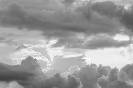 blue sky with clouds in black and white toneの写真素材