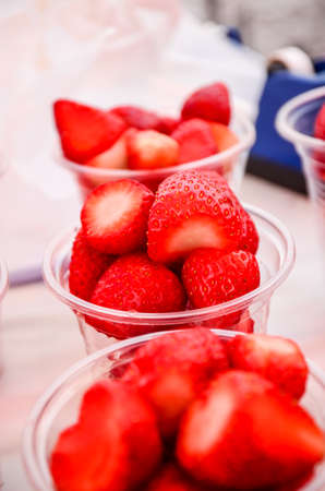 fresh of many strawberry in the marketの写真素材