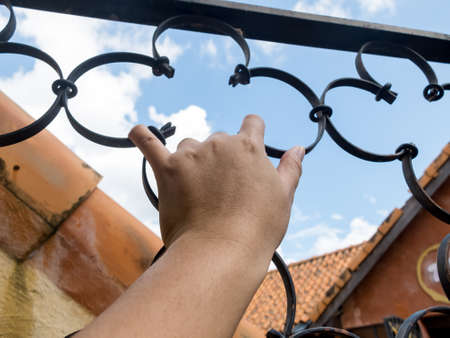 Man want to freedom, picture freedom conceptの写真素材