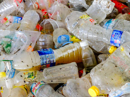 LAMPANGPROVINCE, THAILAND-DECEMBER 7 2016, Plastic and metallic waste from household in waste landfill. Recyclable waste in dump siteのeditorial素材