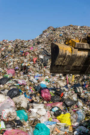 Waste from household in waste landfill. Waste disposal in dumping site in THAILANDのeditorial素材