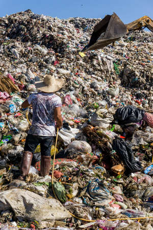 CHIANGMAI PROVINCE, THAILAND-DECEMBER 25 2017, The man worker in waste disposal site in Thailand