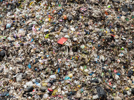 Ayutthaya, THAILAND-MAY 15, 2017, Waste from household in waste landfill. Waste disposal in dumping site in THAILANDのeditorial素材
