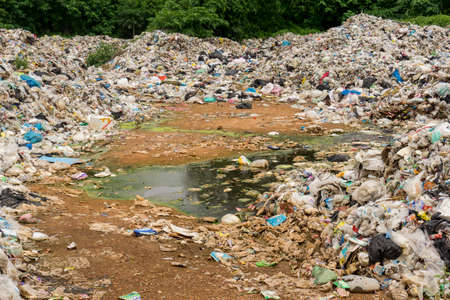 BUENGKAN PROVINCE, THAILAND-JUNE 5 2018, Waste from household in waste landfill. Waste disposal in...