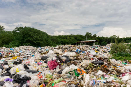 BUENGKAN PROVINCE, THAILAND-JUNE 5 2018, Waste from household in waste landfill. Waste disposal in...