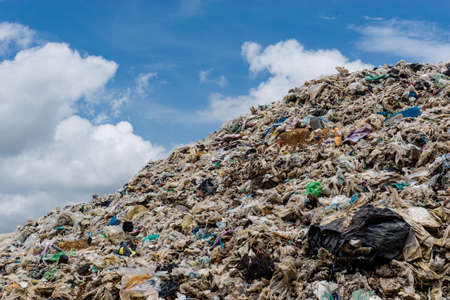 BUENGKAN PROVINCE, THAILAND-JUNE 5 2018, Waste from household in waste landfill. Waste disposal in...