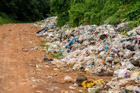 BUENGKAN PROVINCE, THAILAND-JUNE 5 2018, Waste from household in waste landfill. Waste disposal in dumping site in THAILANDのeditorial素材
