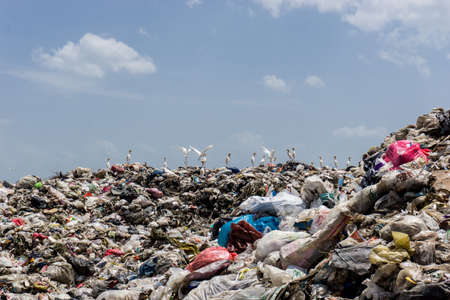 KANCHANABURI PROVINCE, THAILAND. JUNE 18 2018. Waste from household in waste landfill. Waste disposal in dumping site in THAILANDのeditorial素材