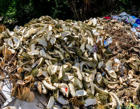 KANCHANABURI PROVINCE, THAILAND. JUNE 18 2018. Waste from household in waste landfill. Waste disposal in dumping site in THAILANDのeditorial素材