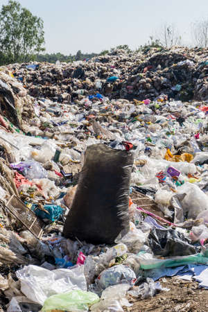 Nakonpanom  province, THAILAND. December 19 2018. Waste from household in waste landfill. Waste disposal in dumping site in THAILANDのeditorial素材
