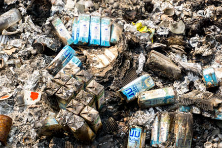 Bueng Kan province, THAILAND. March 23 2019. Waste from household in waste landfill. Waste disposal...