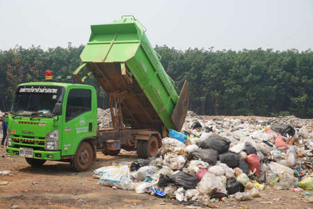 Bueng Kan province, THAILAND. March 23 2019. Waste from household in waste landfill. Waste disposal...