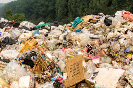 Bueng Kan province, THAILAND. March 23 2019. Waste from household in waste landfill. Waste disposal in dumping site in THAILANDの写真素材