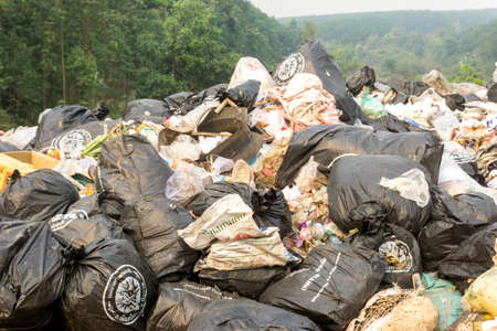Bueng Kan province, THAILAND. March 23 2019. Waste from household in waste landfill. Waste disposal in dumping site in THAILANDの写真素材