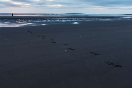footprint on the north sea beach