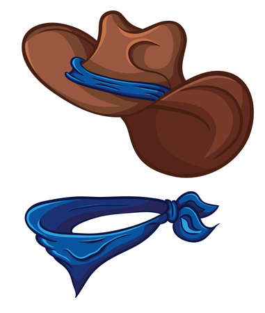 Cowboy hat and scarf. Illustration with simple gradients.のイラスト素材