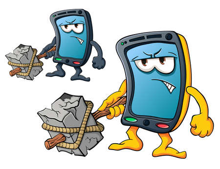 Illustration with simple gradients with the image of cute cartoon smartphoneのイラスト素材