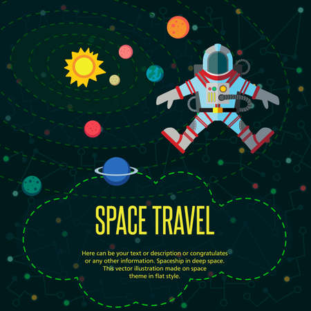 Illustration in style flat about outer space.のイラスト素材