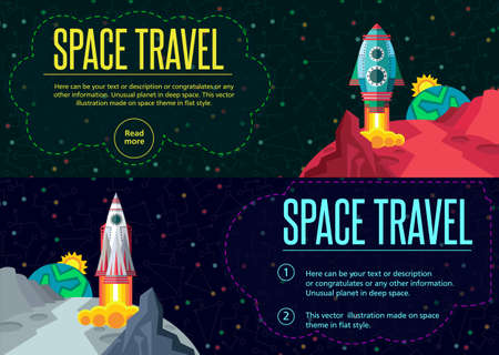 Illustration in style flat about outer space.のイラスト素材