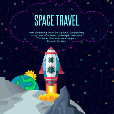 Illustration in style flat about outer space.のイラスト素材