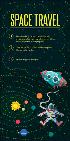 Illustration in style flat about outer space.のイラスト素材