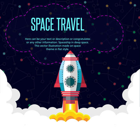 Illustration in style flat about outer space.のイラスト素材