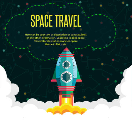 Illustration in style flat about outer space.のイラスト素材