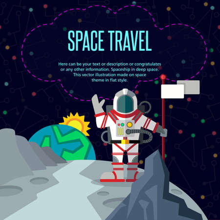 Illustration in style flat about outer space.のイラスト素材