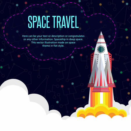 Illustration in style flat about outer space.のイラスト素材