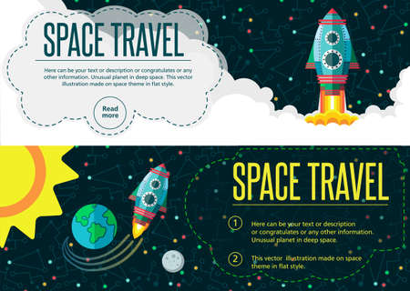 Illustration in style flat about outer space.のイラスト素材