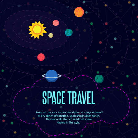 Illustration in style flat about outer space.のイラスト素材