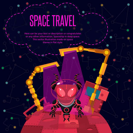 Illustration in style flat about outer space.のイラスト素材