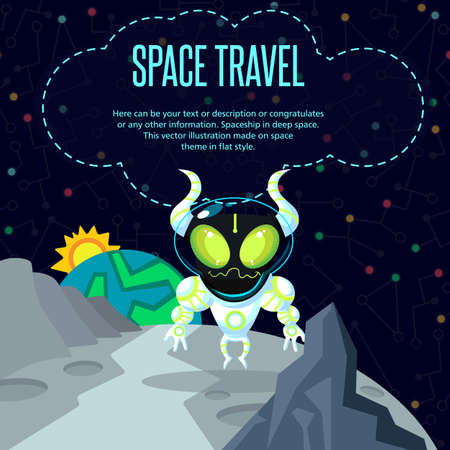 Illustration in style flat about outer space.のイラスト素材