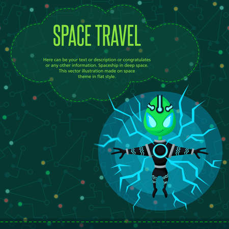 Illustration in style flat about outer space.のイラスト素材