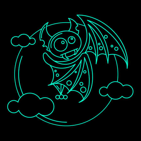 Vampire on the full moon for Halloween. Vector icon in style flatのイラスト素材