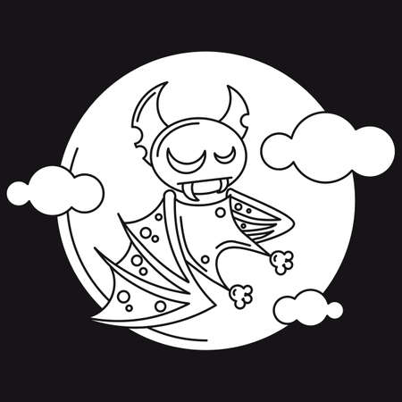 Vampire on the full moon for Halloween. Vector icon in style flatのイラスト素材