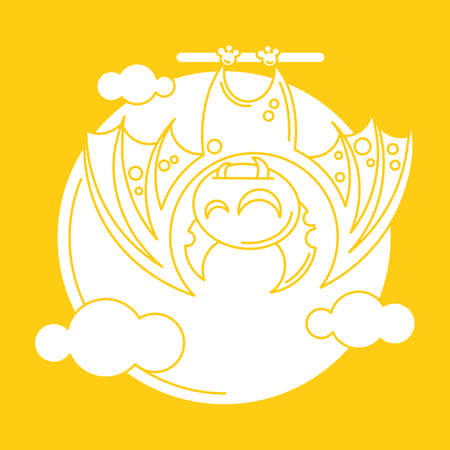 Vampire on the full moon for Halloween. Vector icon in style flatのイラスト素材