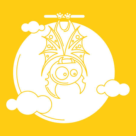 Vampire on the full moon for Halloween. Vector icon in style flatのイラスト素材