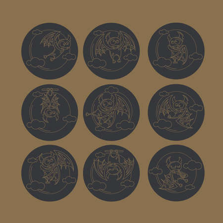 Vampire on the full moon for Halloween. Vector icon in style flatのイラスト素材