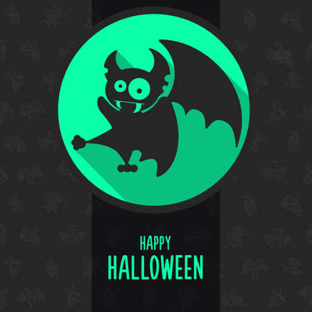 Illustration about vampire on the full moon for Halloween in style flatのイラスト素材